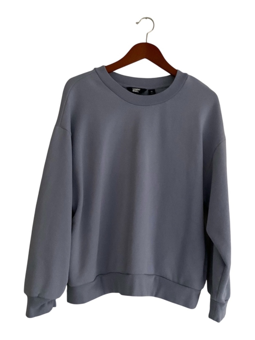 Lands' End Womens Serious Sweats Sweatshirt w/Pockets Sz M Blue Athleisure Cabin